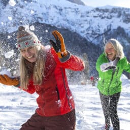 Snowball Fight on a Ski Holiday